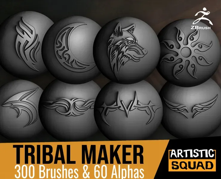 Tribal Maker 300 ZBrush Brushes And 60 Alphas