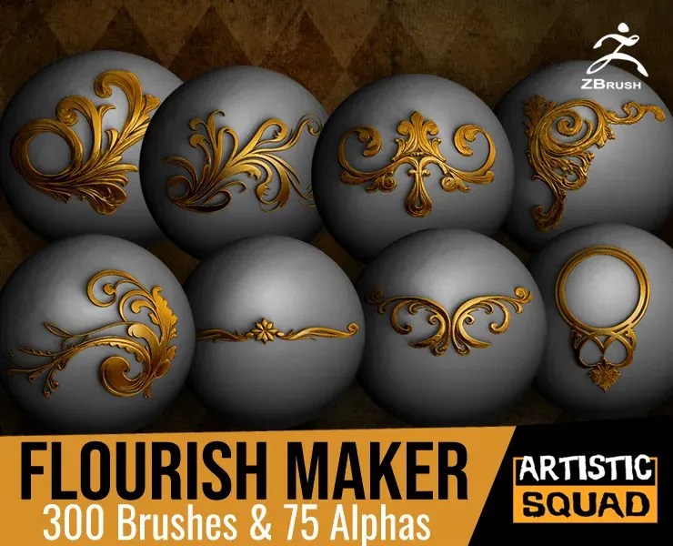 Flourish Maker 300 ZBrush Brushes And 75 Alphas