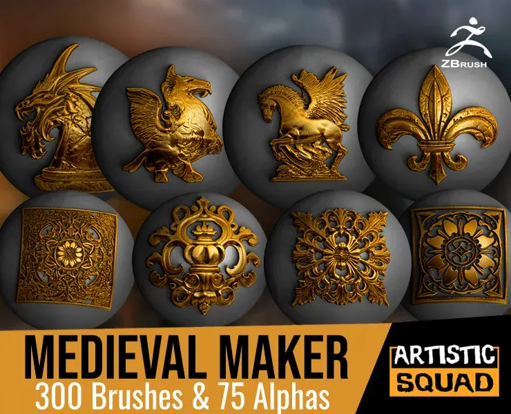 Medieval Maker 300 ZBrush Brushes And 75 Alphas