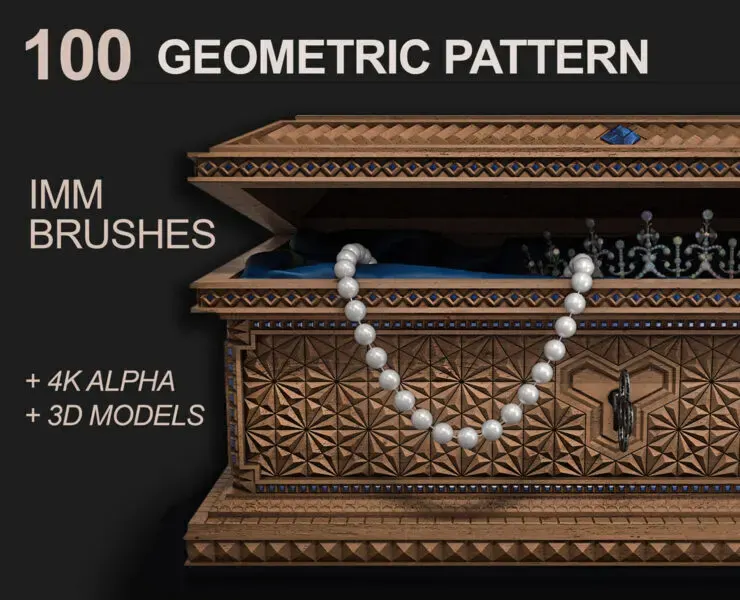 100 Geometric Pattern Brushes Alphas and 3D Models