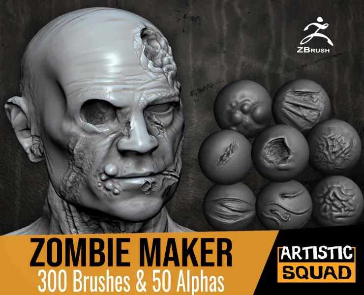 Zombie Maker 300 ZBrush Brushes And 50 Alphas