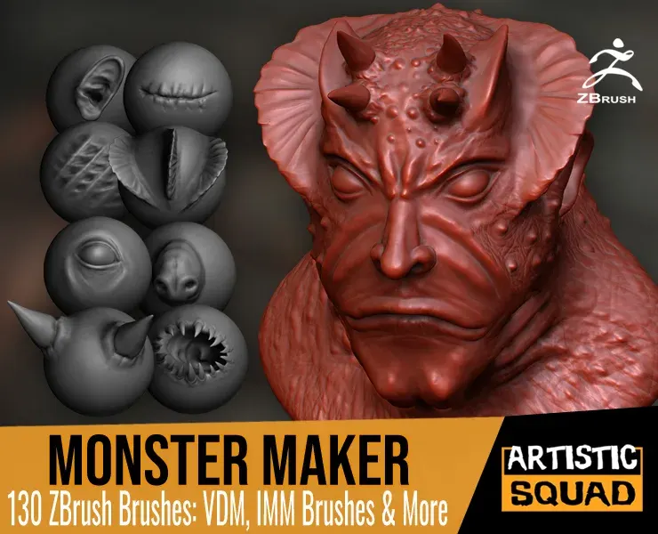 Monster Maker 130 ZBrush brushes: VDM, IMM and more