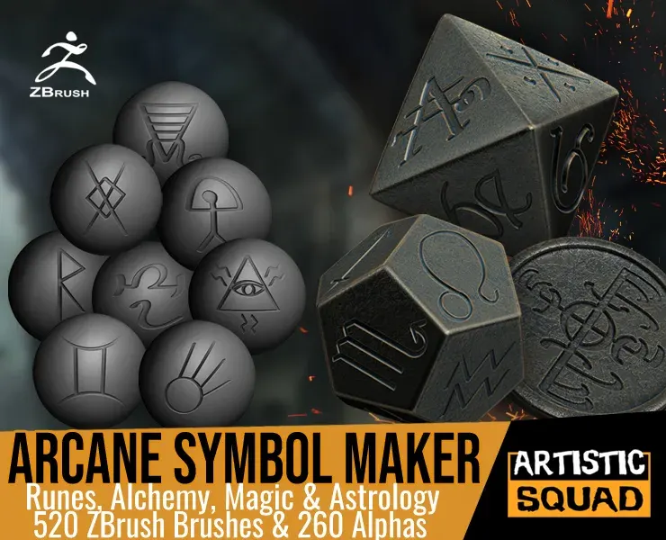 Arcane Symbols Maker 520 ZBrush Brushes And 260 Alphas