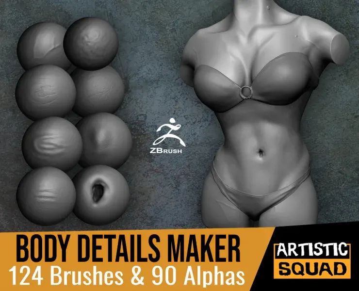 Body Details Maker 124 ZBrush Brushes And 90 Alphas