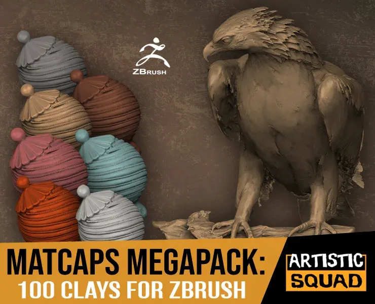 Matcaps Megapack: 100 Clays For ZBrush