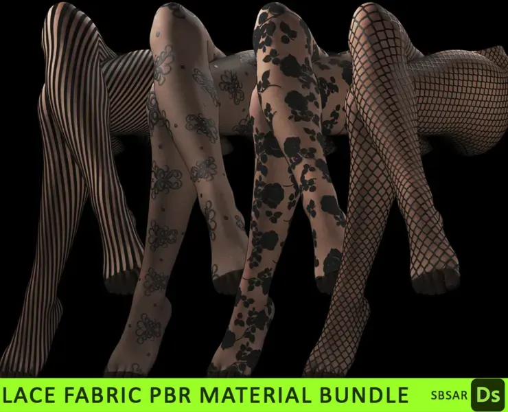 Lace Fabric PBR Material Bundle vol2 (SBSAR + 4K textures)