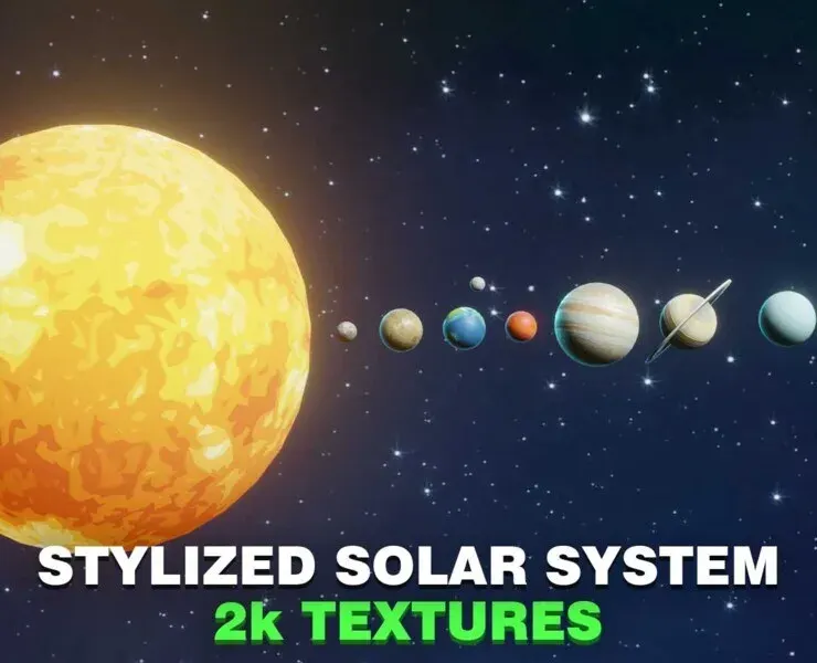 Stylized Solar System 3D Model 2k Textures