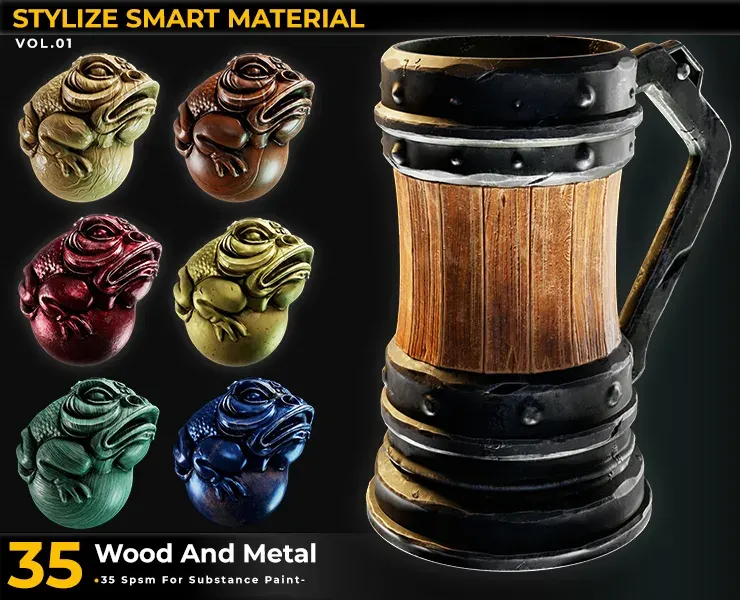 35 Stylized Smart Materials Wood & Metal Vol 01