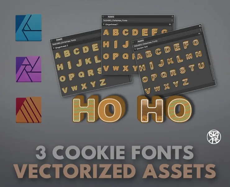 3 VECTORISED COOKIE FONTS