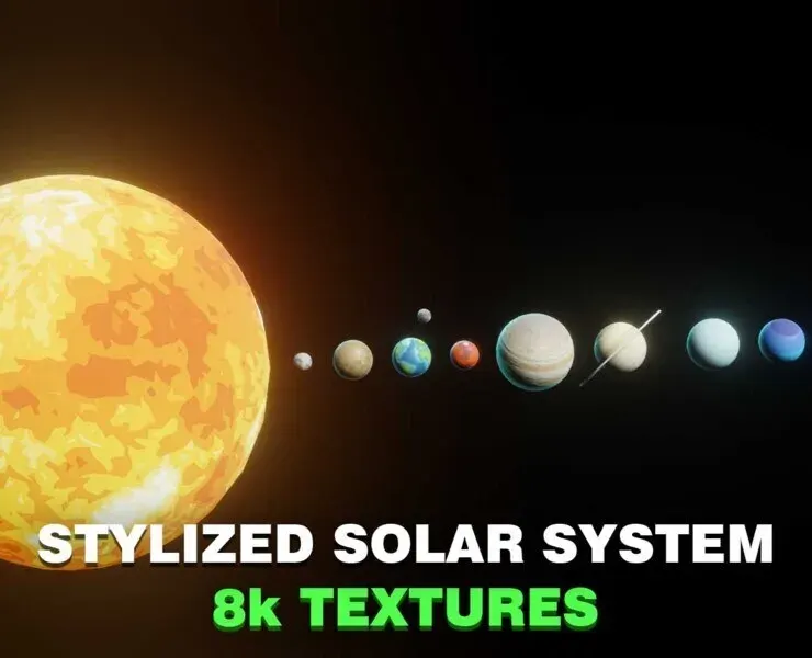 Stylized Solar System 3D Model 8k Textures