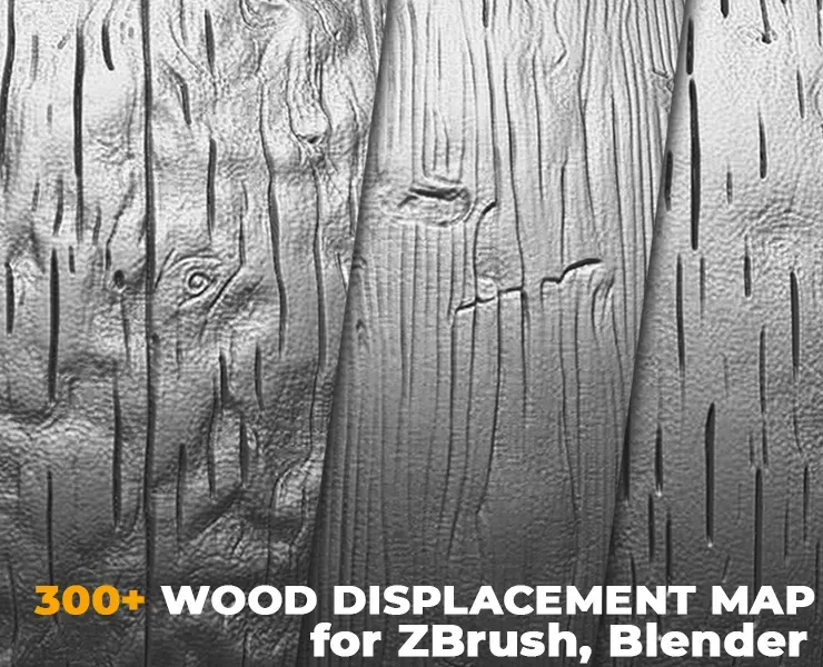 300+ Wood Displacement Map for ZBrush, Blender vol.11