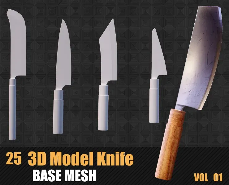 25 3D Models Knife In Maya For Game And Animation