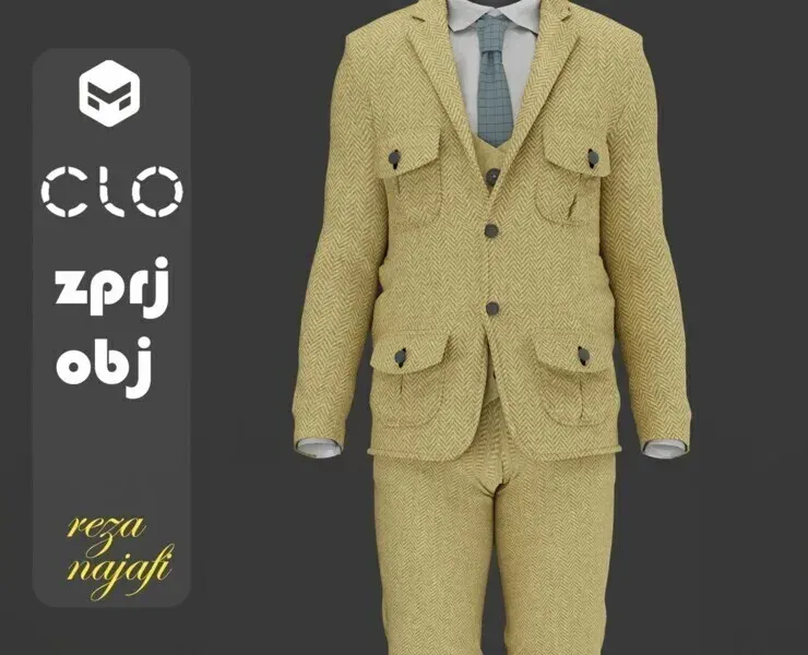 suit Sahariana Donegal marino for marvelous designer