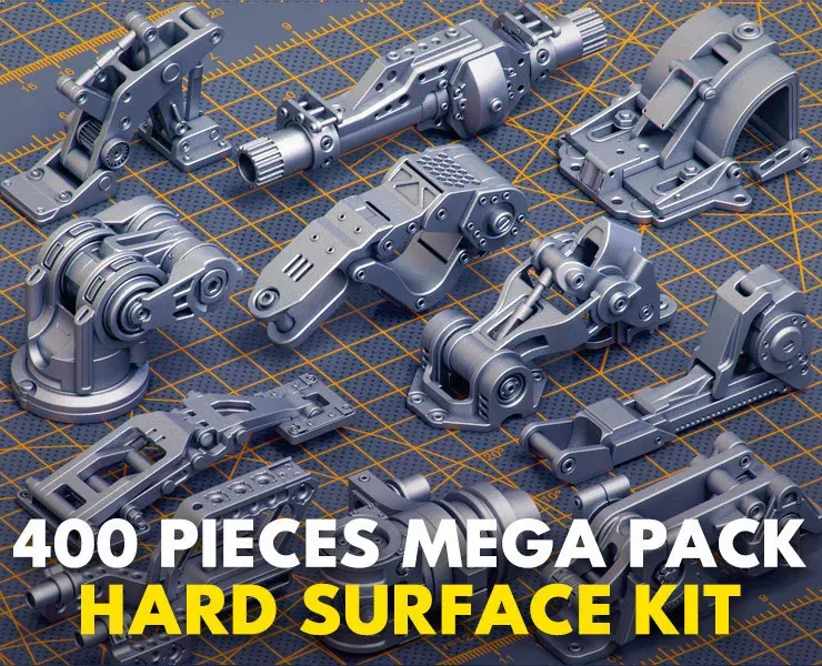 400 Pieces Mega Pack - Hard Surface Kitbash