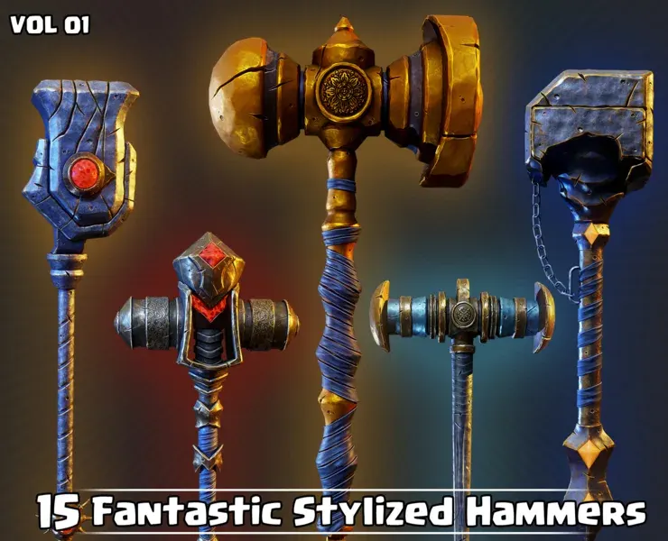 15 Fantastic Stylized Hammers Game Ready VOL01