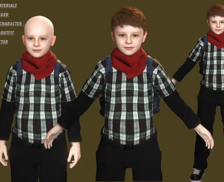 AAA 3D REALISTIC HUMAN RIGGED CHARACTER -EUROPEAN KIDS BOY 01