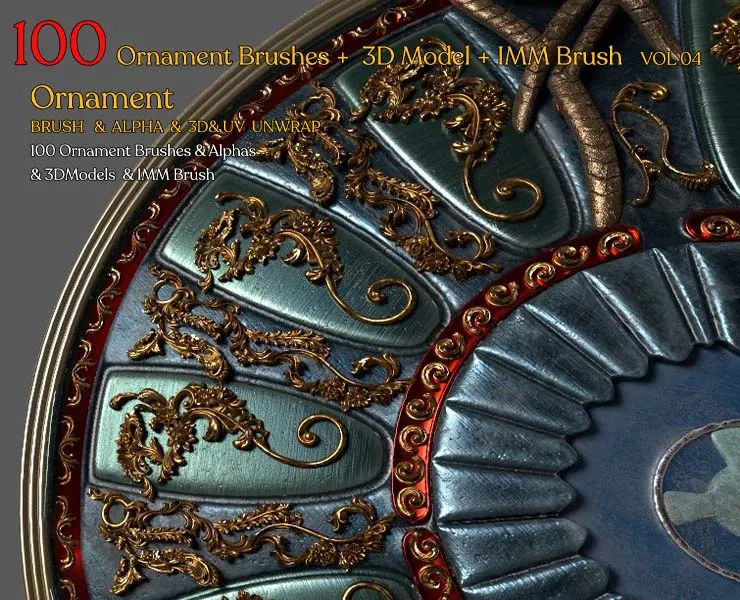 100 Ornament Brushes 3D Model IMM Brush Vol 04