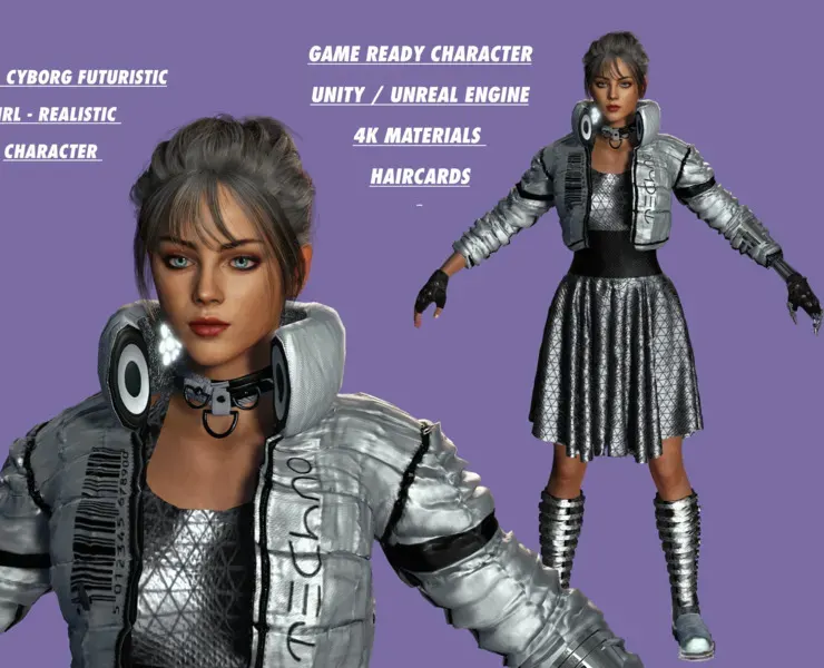 AAA 3D Cyborg Futuristic Girl - Game Ready Realistic Character