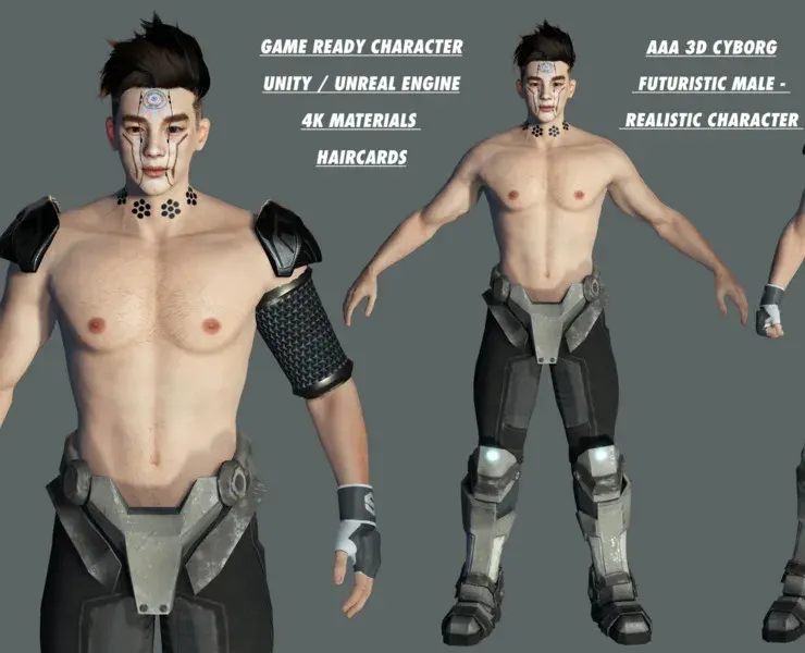 AAA 3D Cyborg Futuristic Male - Game Ready Realistic Character