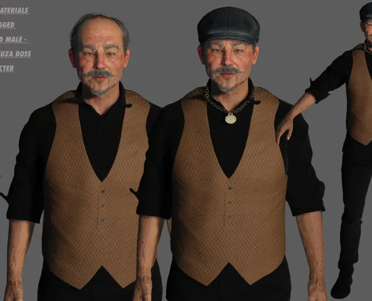 AAA 3D ASIAN OLD BEARDED BUSINESSMAN - REALISTIC GAME CHARACTER