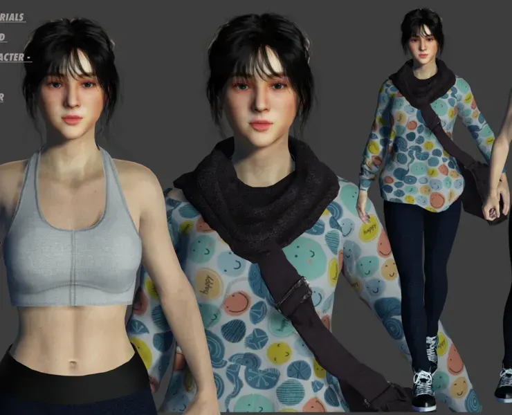 AAA 3D BEAUTIFUL TEENAGE GIRL CASUAL -REALISTIC CHARACTER