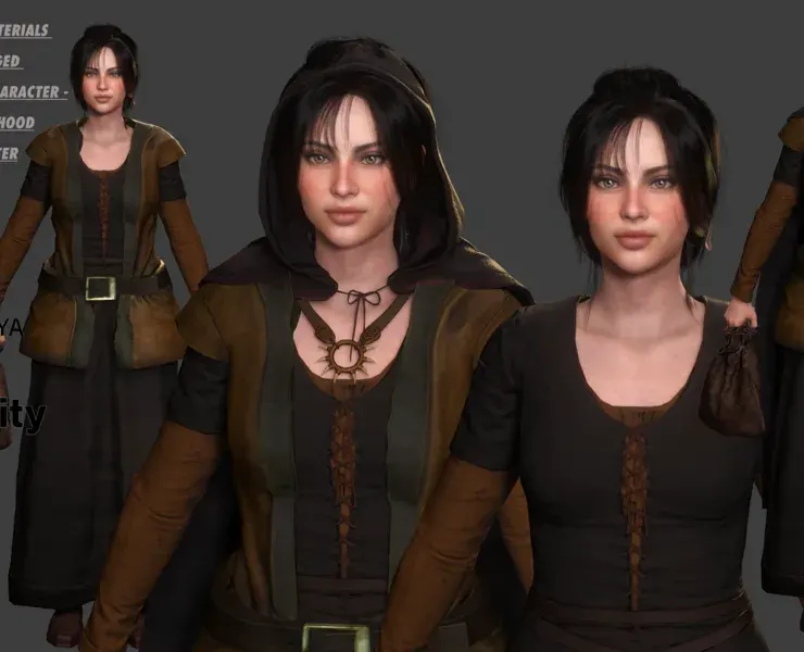 AAA 3D FANTASY MEDIEVAL CHARACTER-REALISTIC YOUNG GIRL