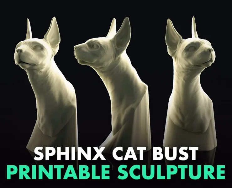 Sphinx Cat Bust 3D Printable Sculpture