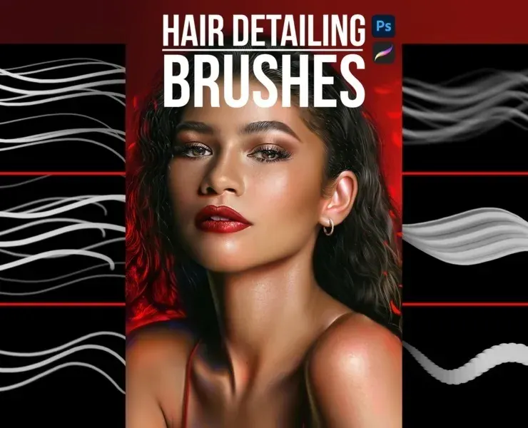 Hair Detailing Brushes for Photoshop, Procreate