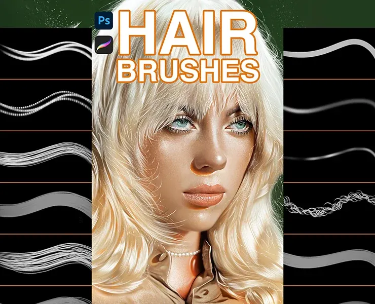 Hair Brushes for Photoshop and Procreate