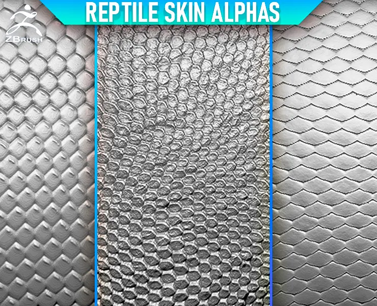 Reptile Skin Alphas Tileable vol. 3 (ZBrush, 2K)