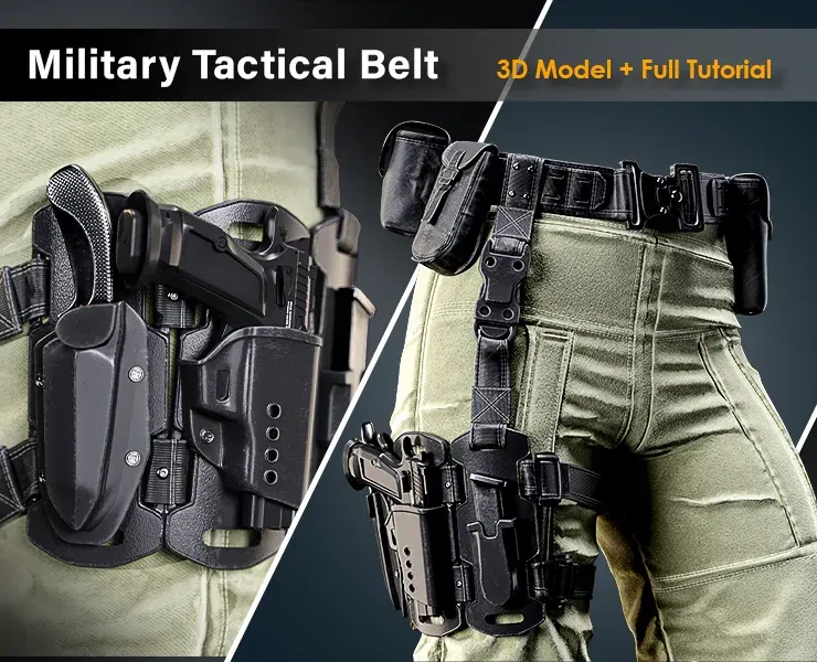 Military Tactical Belt / Full Tutorial+3D Model