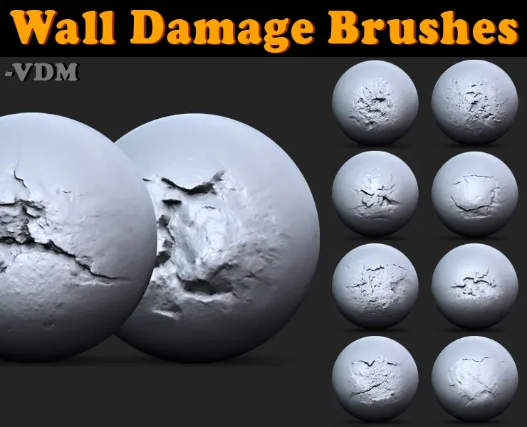 Wall Damage Brushes for Zbrush