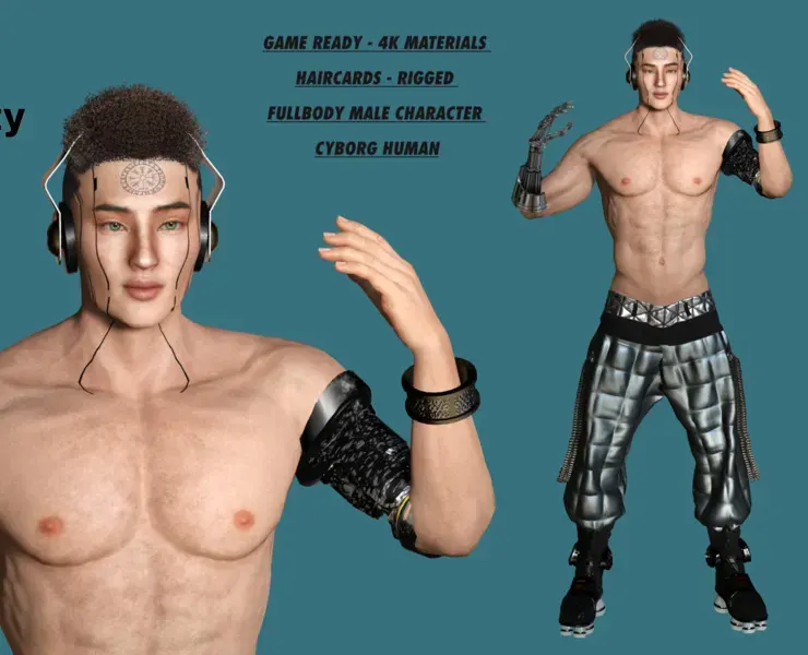 AAA 3D Cyborg Futuristic Male 02 -Game Ready Realistic Character