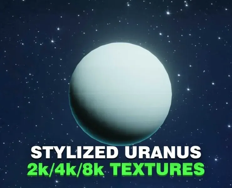 Stylized Planet Uranus 3D Model 2k/4k/8k Textures