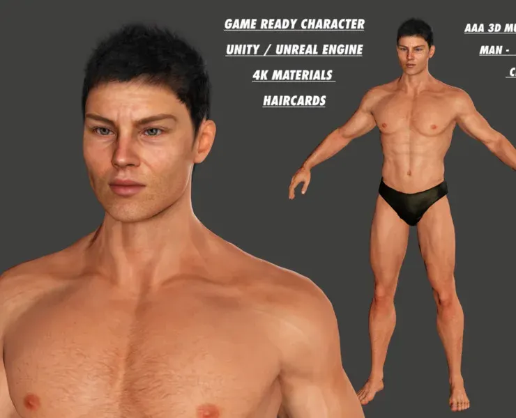 AAA 3D REALISTIC MALE CHARACTER 02 - HUMAN RIGGED GAME READY