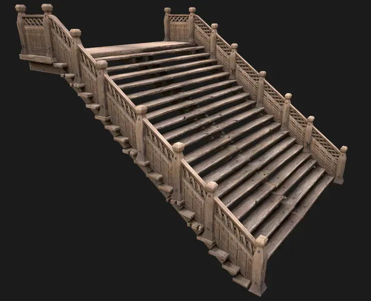 Large Medieval Wooden Staircase