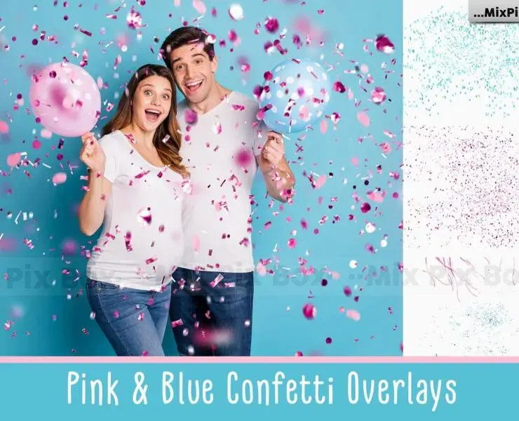 Pink and Blue Confetti Overlays