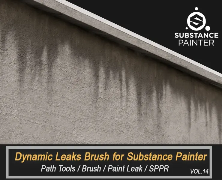 Dynamic Dirt Leaks Brush for Substance Painter (Path Tool) Vol.14