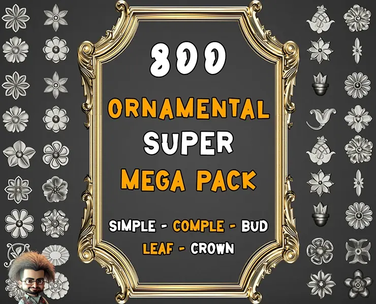 800 SUPER ORNAMENTAL MEGAPCK – IMM – OBJ – FBX – MAX – PSD – TIF - PNG