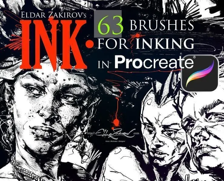 INK. for Procreate: 63 Brushes for realistic Inking