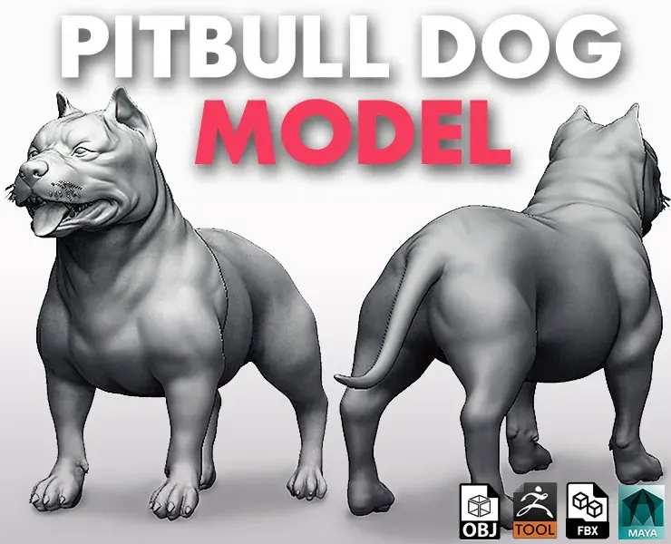 Pitbull Dog - Topology + UV Map