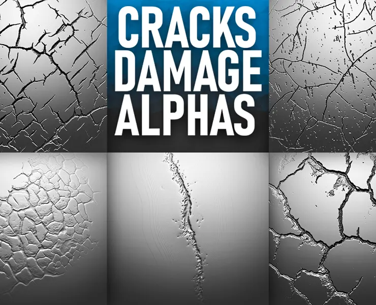 40 Crack and Damage Alphas for Zbrush