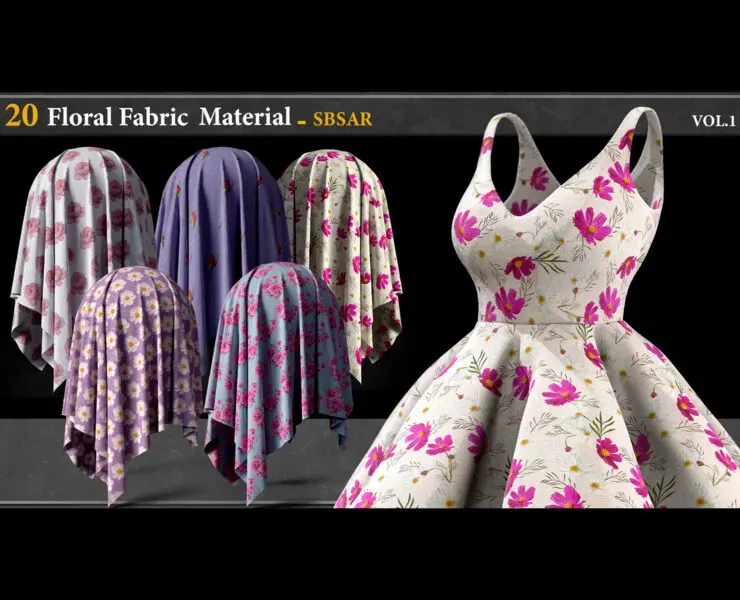 20 Floral Fabric Material_SBSAR vol.1