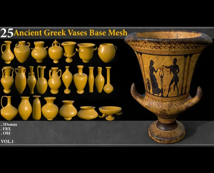 25 Ancient Greek Vases BASE MESH