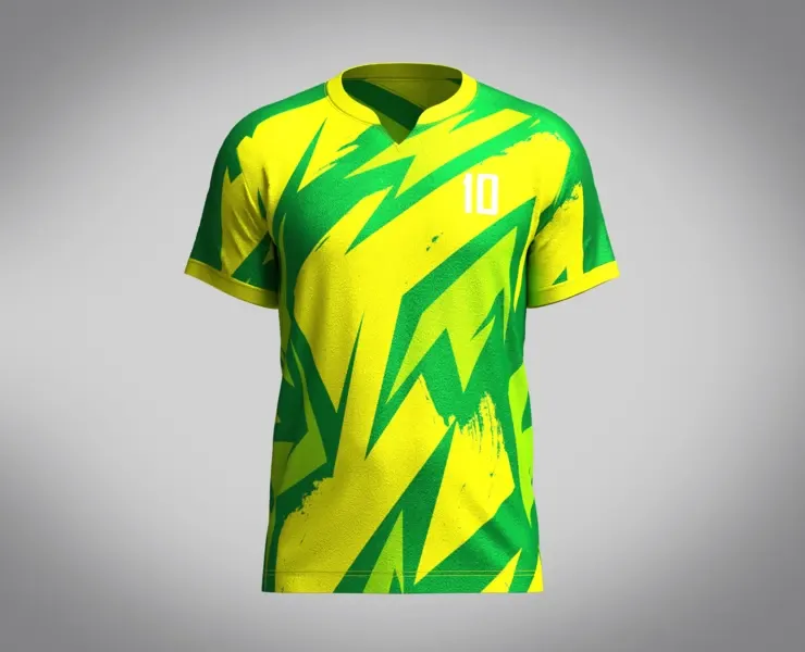 Mens Soccer Multi color Green and yellow Jersey Player-10 | Marvelous / Clo3d / obj / fbx