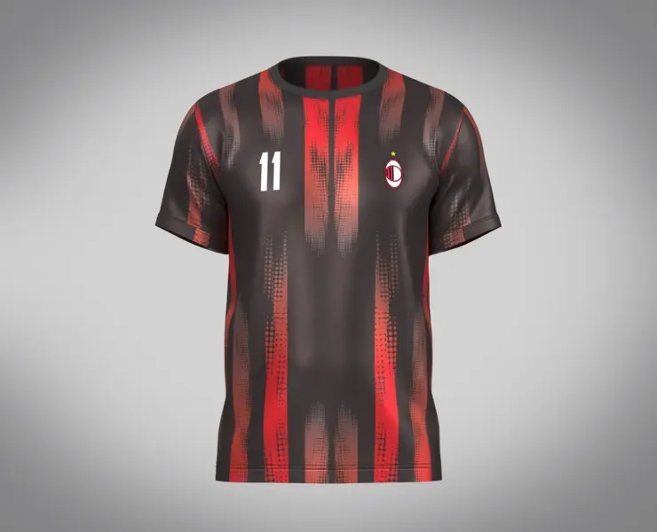 Soccer Red And Black Football Jersey Player-11 | Marvelous / Clo3d / obj / fbx