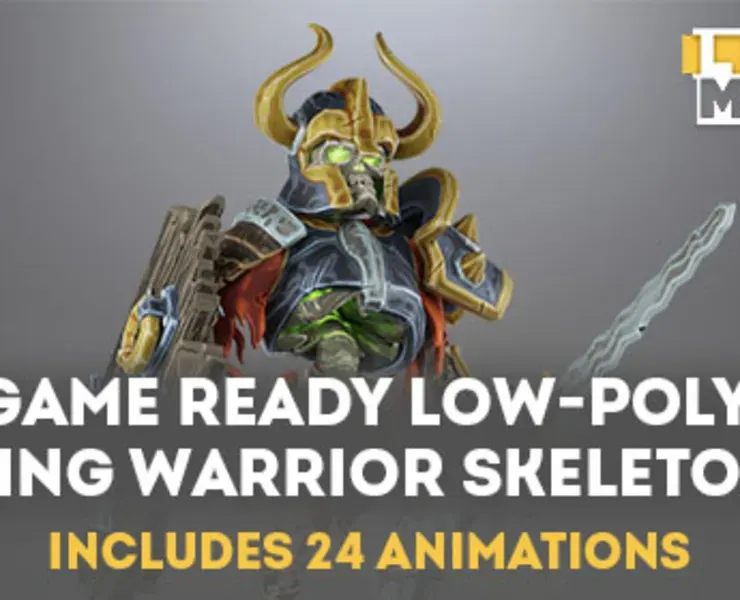 Animated Game Ready King Warrior Skeleton Character