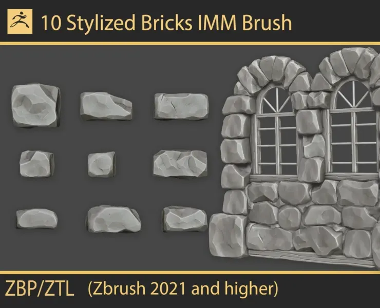 Stylized Bricks IMM Brush