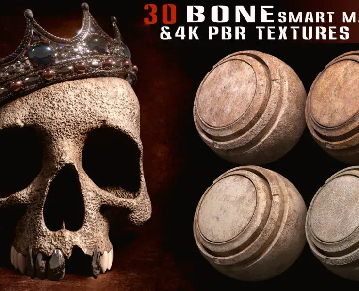 30 Bone smart material + 4k PBR textures - Vol 8