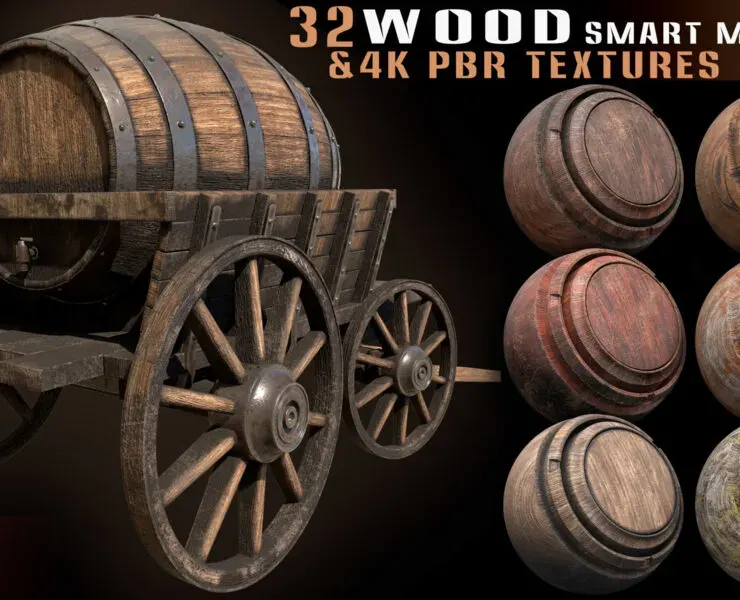 32 wood smart material and 4k PBR textures - Vol 7